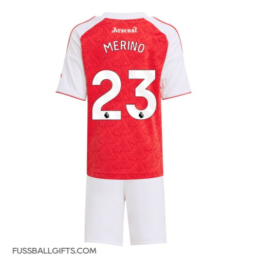 Arsenal Mikel Merino #23 Fußballbekleidung Heimtrikot Kinder 2025-26 Kurzarm (+ kurze hosen)